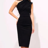 Vestido Midi Nashville de Um Ombro Só