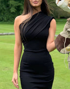 Vestido Midi Nashville de Um Ombro Só